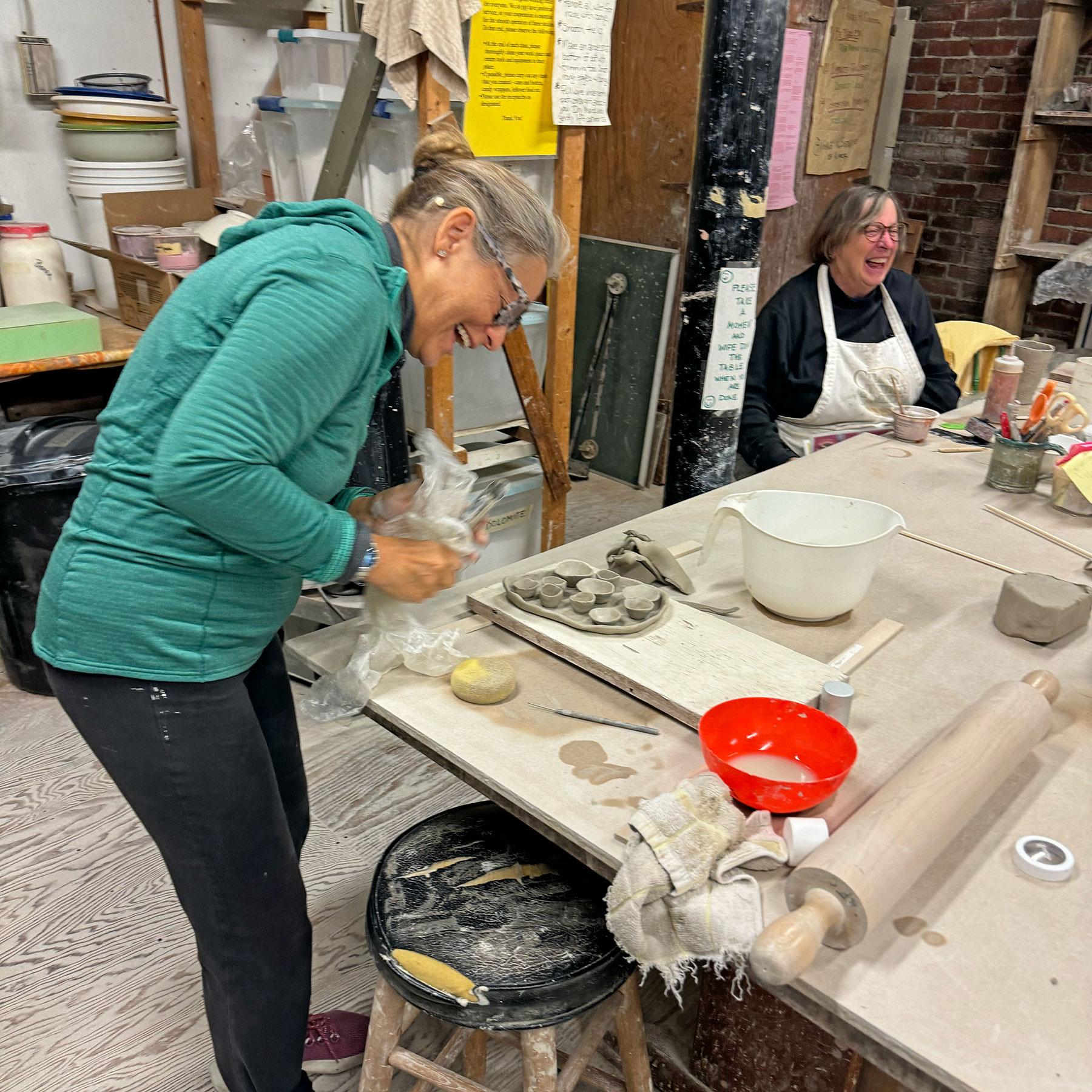 Pottery Students in EFC Studio