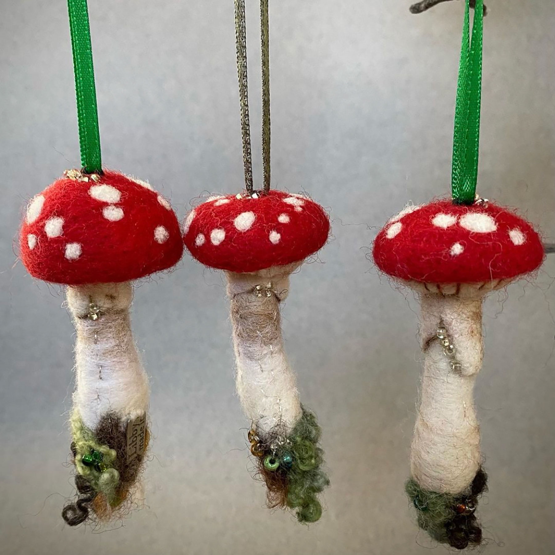 Libby Mortensen Felted Mushroom Ornaments