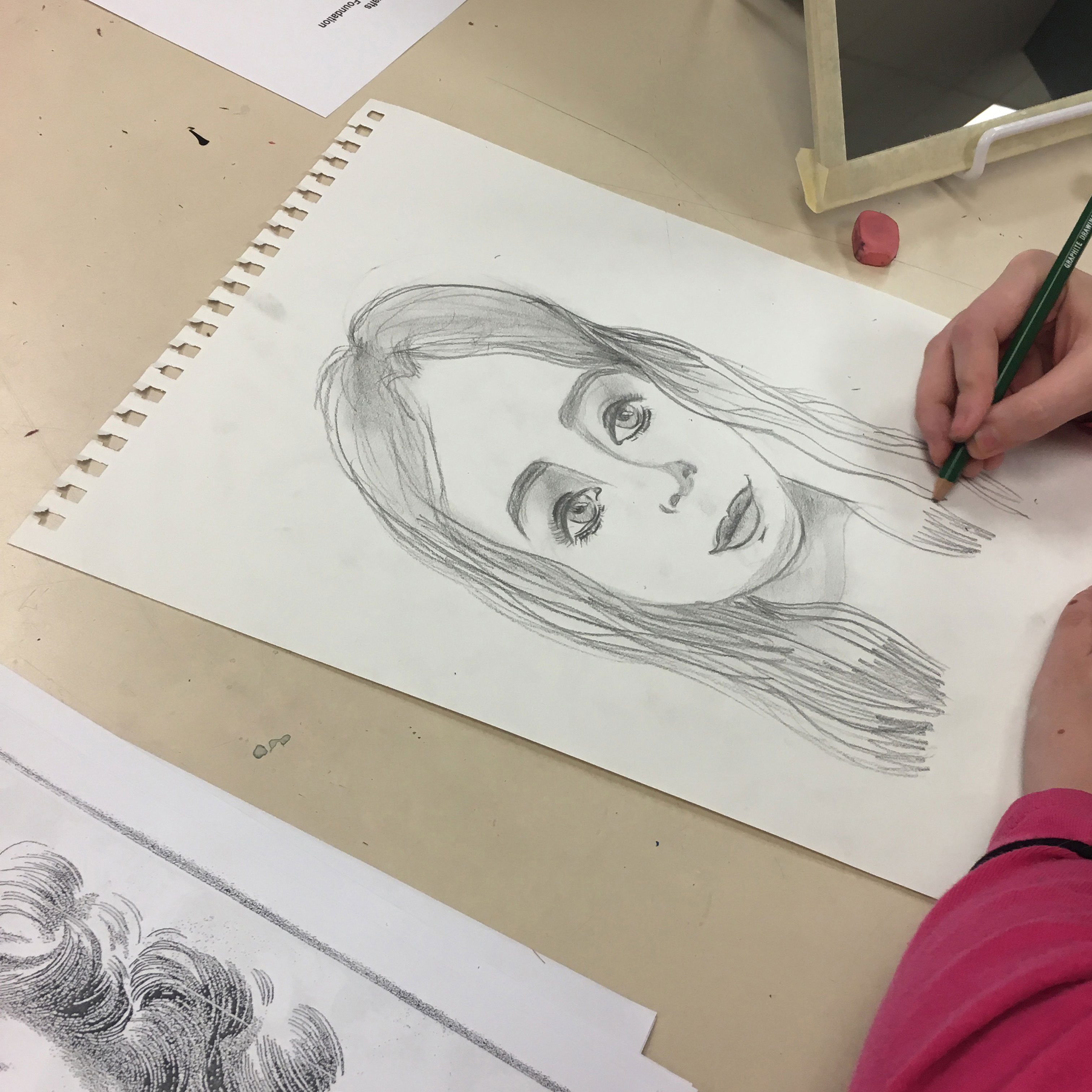 Student Drawing Self Portrait Example