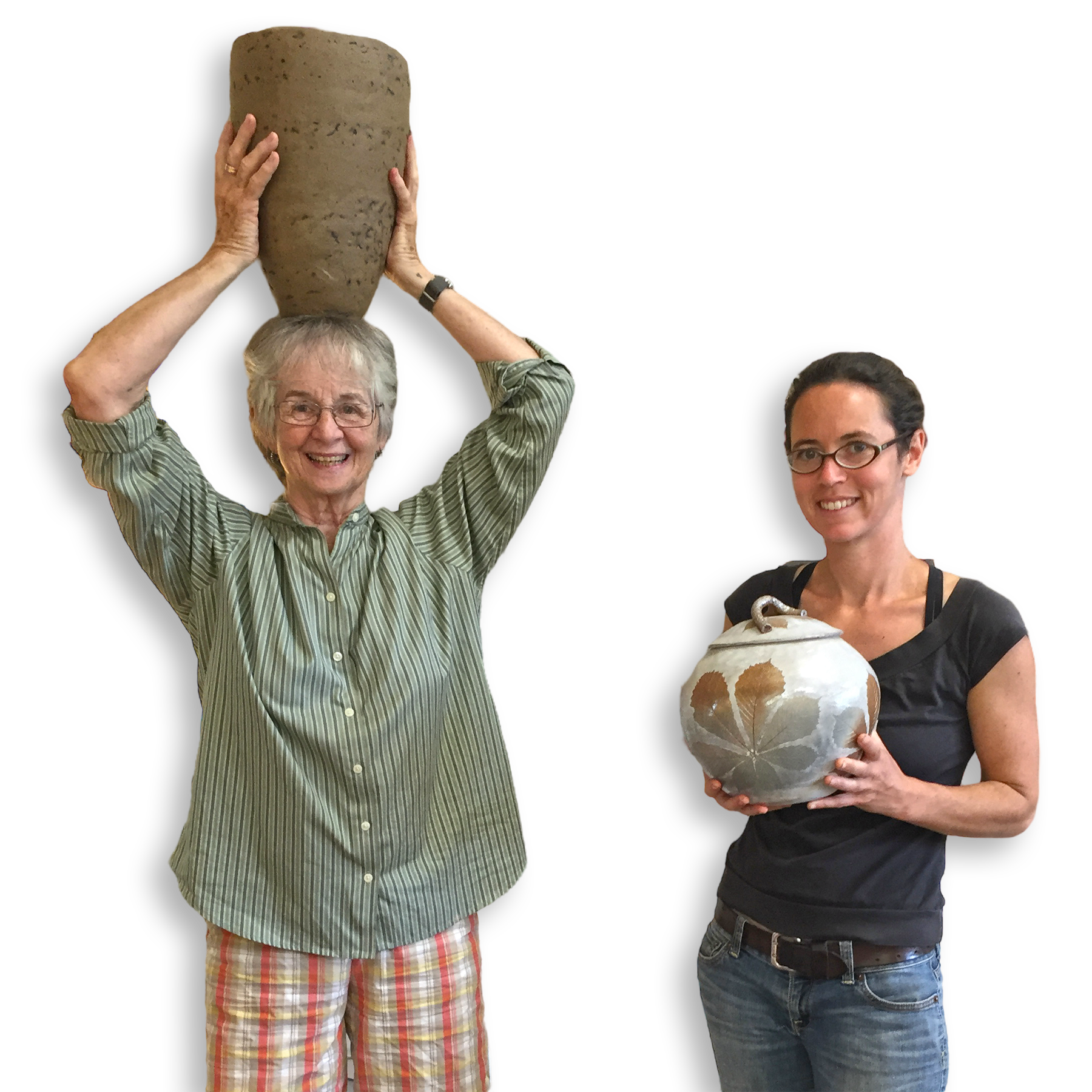 Sharon Lee and Shauna Brautigam Show off their pottery